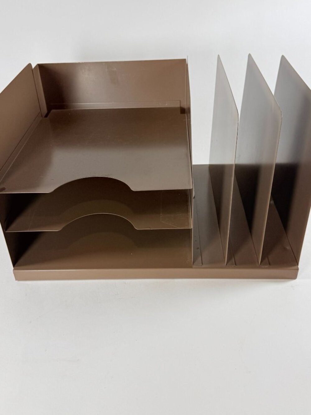 Vintage Metal File Organizer Mid Century Industrial Desk Paper Sorter Rack